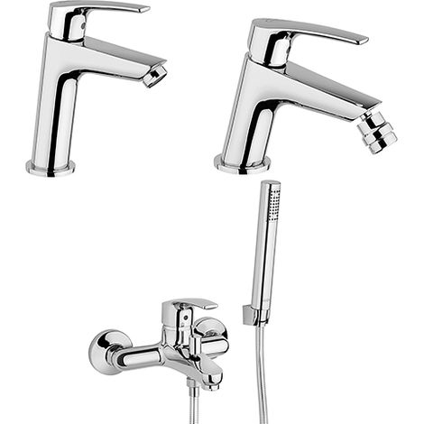 Set Rubinetti Jacuzzi per lavabo e bidet senza scarico e vasca serie Lucente cromato (1/5)