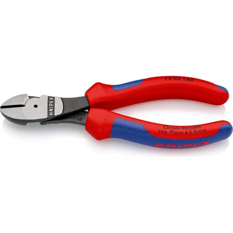 KNIPEX 74 02 160 SB High Leverage Diagonal Cutter with multi-component handles black atramentized 160 mm
