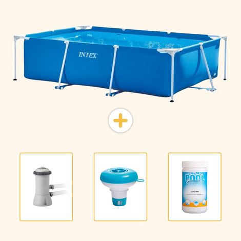 Intex – Piscine tubulaire rectangulaire 300x200x75 cm – PVC renforcé – Installation rapide en 30 minutes – Pompe à filtre 2271 l/h incluse