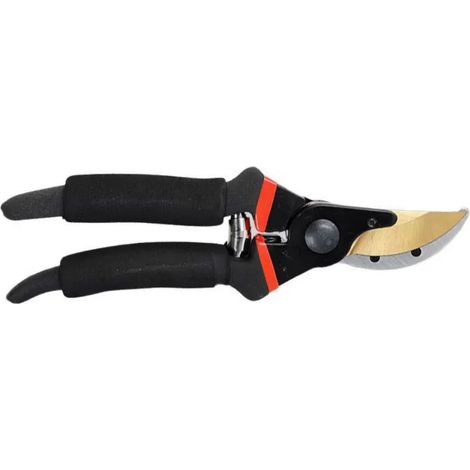 Sécateur manuel ergonomique avec ressort de rappel, lame en acier revêtue titane, poignée antidérapante pour tailler arbres, arbustes et branches fraîches au jardin
