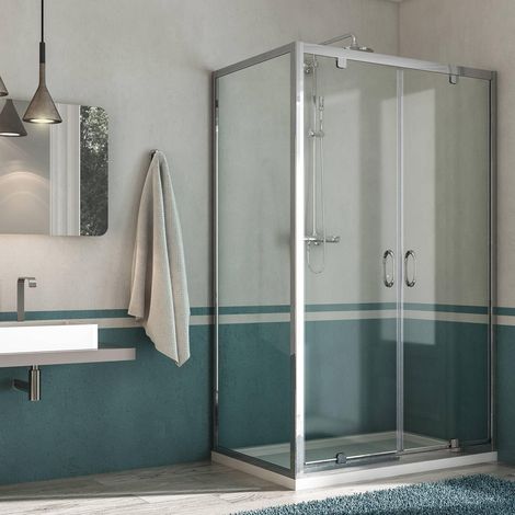Box Doccia Angolare 70x80 cm 2 Ante Battenti in Cristallo Trasparente 6mm H185 Fosterberg Koge Duo (1/5)