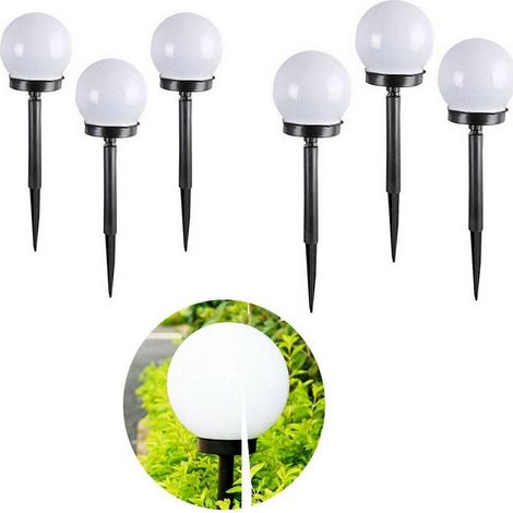 TRADE SHOP - 6 Lampione Solare 1 Led Giardino 10 Cm Picchetto Lampade Globo Esterni Te-b0164 - (1/4)