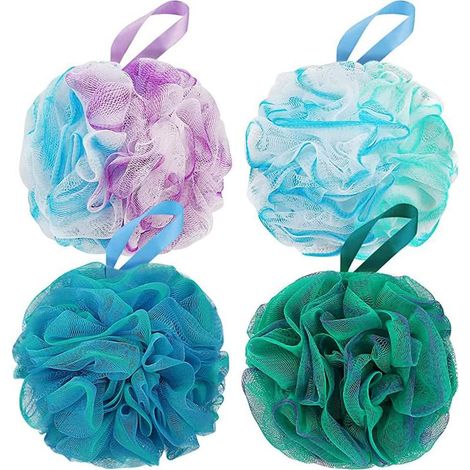 Éponge De Douche, 4 Pièces Mesh Loofah Sponges, Boule De Douche pour Exfoliation Corporelle Ou Massage (1/5)