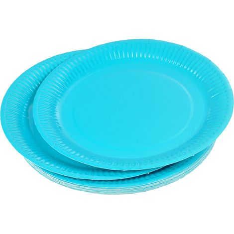 Set de 20 assiettes carton 23 cm Unies bleu (1/2)