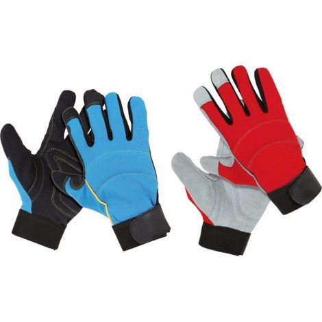Guantes Mixtos (Serraje/Lona) Detroit (Talla 9)  Azul