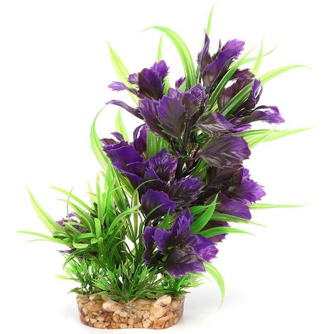 Décoration d'aquarium plantes d'eau artificielles en plastique herbe pour Aquarium LandscapeG-267Q1 violet (1/5)