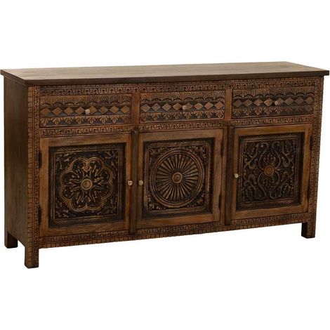 Aparador de madera artesanal con 3 puertas 153x40x84h cm (1/5)