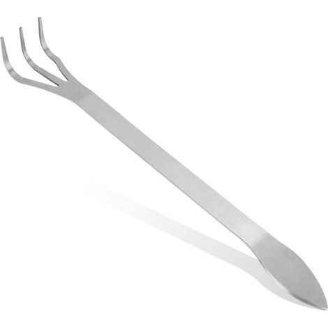 Ce râteau à racines léger à 3 griffes en acier inoxydable est un outil pour bonsaïs adapté au décompactage du sol des plantes horticoles. (1/5)