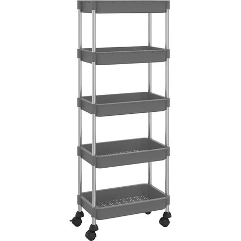 Maison Exclusive - Carrello da Cucina 5 Ripiani Grigio 42x29x128 cm Ferro e ABS (1/5)