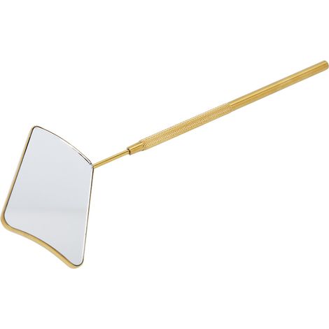 Miroir à cils en forme d'éventail HD, élégant et compact, en acier inoxydable avec poignée moletée, doré, pour femme. (1/5)