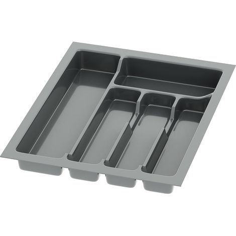 Range-couverts pour tiroir - 1 unité - Plastique anthracite - 5 compartiments découpables - Cuisine organisée - 33x43 cm (1/4)