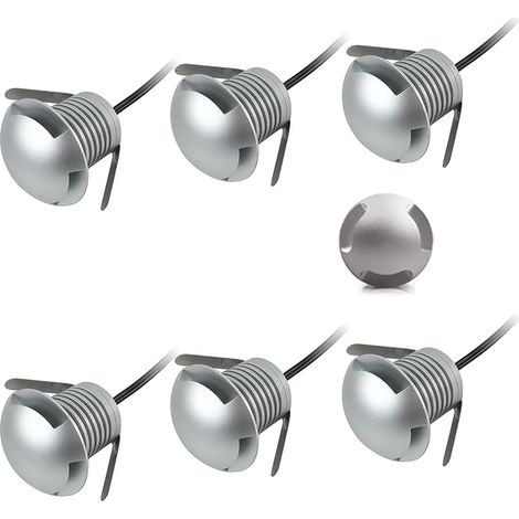 Lot de six spots LED étanches de 3 W à encastrer, éclairage de sol et d'escalier LED (lot de 6, lumière blanche froide) (1/5)