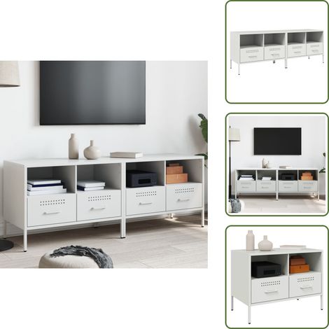 Armadi tv in acciaio laminato - vidaXL Mobili TV 2pz Bianchi 68x39x50,5 cm in Acciaio - Armadi tv con cassetti