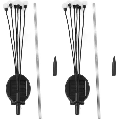 Lot de 2 Lampes Solaires Lucioles - ABS IP65 - 78cm - LED Multicolores Clignotantes pour Jardin Terrasse (1/5)