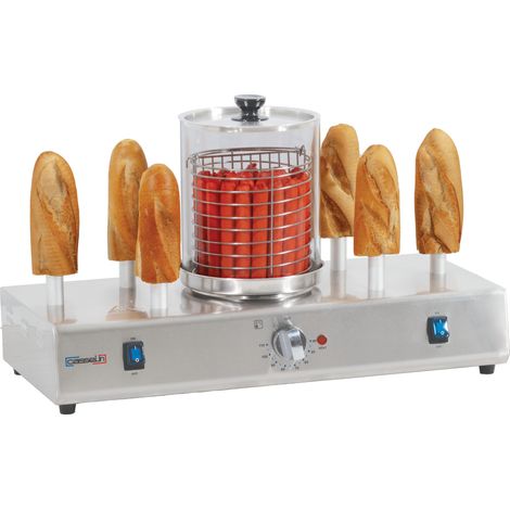 Machine à hot dog 6 plots chauffants - L 680 x P 300 x H 405 mm - 600 W / 230 V - Casselin