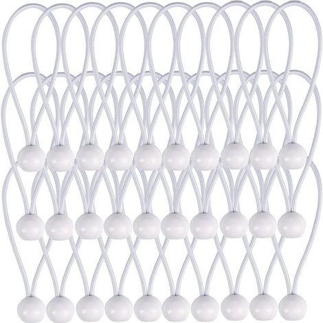 30 palline elastiche, palline bianche elastiche resistenti da 9 pollici, corda elastica per teloni, corda impermeabile spessa 4 mm - ideale per campeggio, tende, carico, linee fisse e tubi flessibili