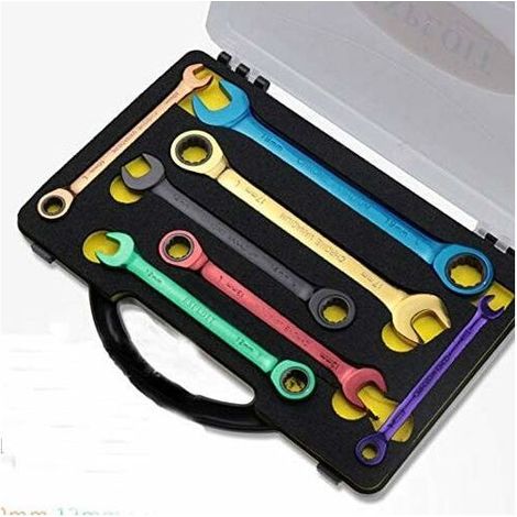 Farbiger Multifunktions-Ratschenschlüssel mit zwei Verwendungsmöglichkeiten, mobiler Flachschlüssel, Handwerkzeugset 8-19 mm (Größe: 10 mm) (1/5)