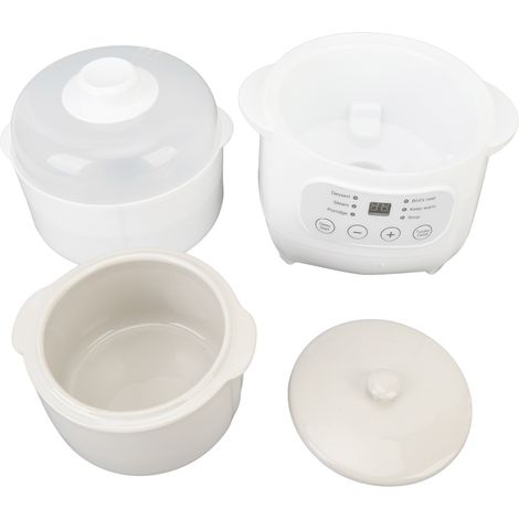 Cuiseur à ragoût électrique avec panier à vapeur, minuterie, pré-réglages, Pot en céramique automatique pour soupe et bouillie (1/5)