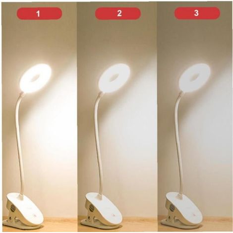 As Shwon Lampe de bureau à LED Lumière de table souple avec clip USB Rechargeable Eye Protection Touch Switch (1/4)