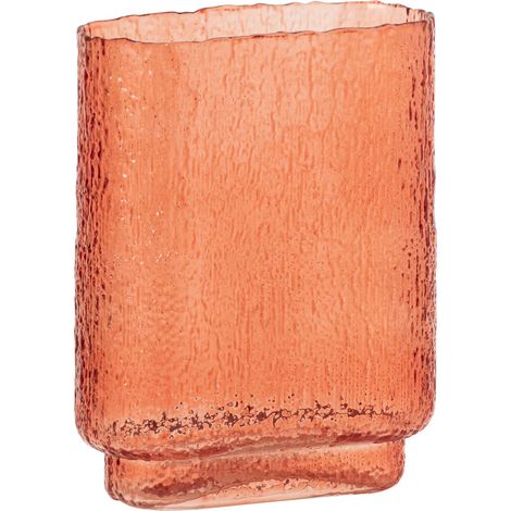 Vase rectangle orange en verre relief - orange opaque (1/2)