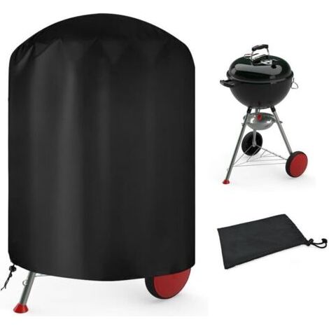 BARKBUSTERS Housse Barbecue Exterieur Rond,Housse Barbecue Bâche Protection BBQ Anti-UV/Anti-l'eau,210D Oxford Bache Barbecue Exterieur Protection 71x71cm Housse Convient la Plupart des Grills Noir (1/4)