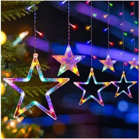 Guirlande Lumineuse Étoiles, 3.5M Étoiles Rideau Lumineux,8 Modes d'Éclairage, Decoration Noel Intérieur/Extérieur, Guirlande Lumineuse Étanche pour Balcon (1/4)