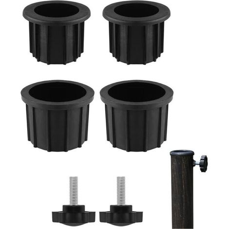 Schirmständer-Teile-Sets mit Schirmschrauben, Schirmschrauben-Teilerohr für Schirmständer, Drahtspannknopf, schwarz, passend für 2,17-Zoll-Stangen für Terrassentisch, Balkon (schwarz) T-Audace (1/4)