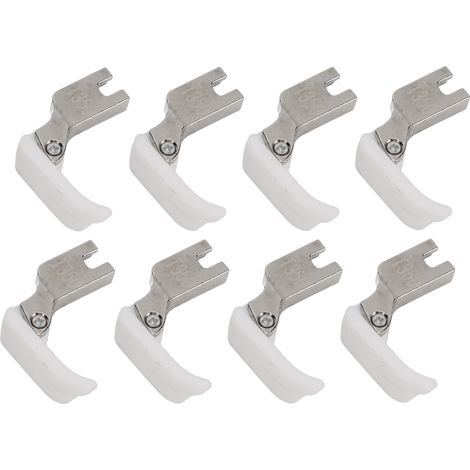 Lot de 8 pieds-de-biche T350, pieds-de-biche en plastique et en acier inoxydable, machine à coudre à plat informatisée, entièrement blanche, griffe d'entraînement.