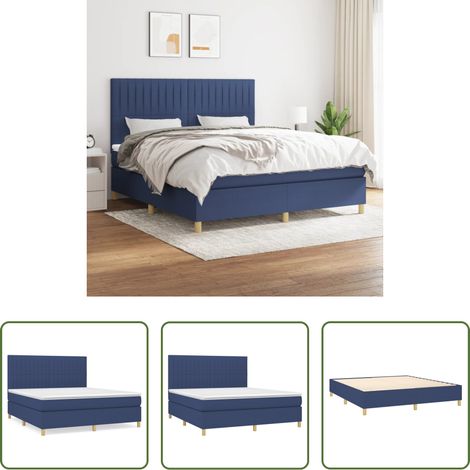 vidaXL Kopfteil - Boxspringbett mit Matratze Blau 160x200 cm Stoff (1/5)