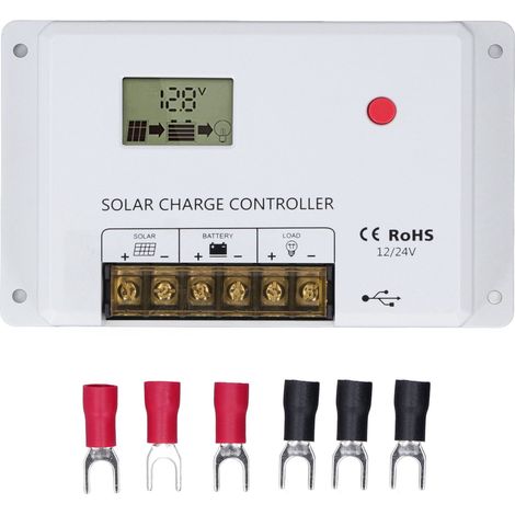 Régulateur de charge solaire PWM 30A 12V/24V avec écran LCD pour batteries lithium, étanches, gel et liquides (1/5)