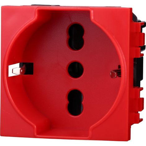 Modulo presa schuko serie Space, rosso, 16A, compatibile con serie BTicino Living - Ettroit LN2116 (1/3)