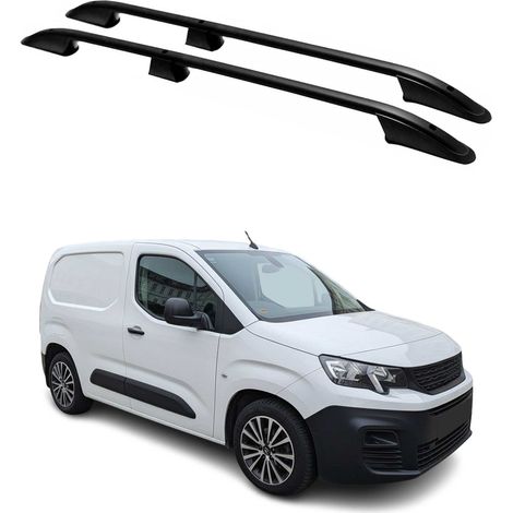 OMAC Barres de Toit longitudinales pour Peugeot Partner 2018-2024 L1 Court Alu Noir (1/5)
