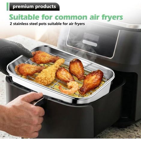 2PCS Plats Four Acier Inoxydable Airfryer Grille 20x15.3x5cm Pizza Lumiryn (1/5)