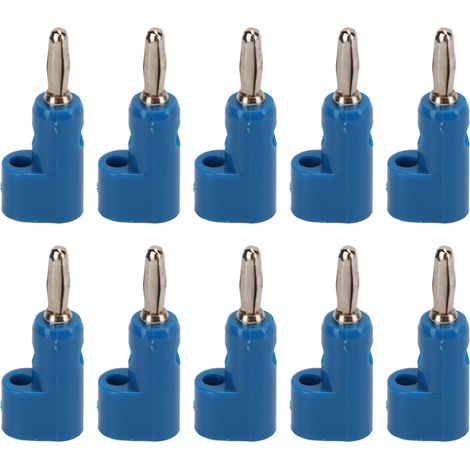 Lot de 10 fiches banane empilables 4mm sans soudure à vis, max 30V AC-60V DC 24A, équipement électronique industriel, bleu (1/5)