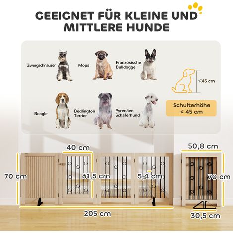 Barrière pour animaux autoportante, barrière pour chien avec porte, 4 panneaux, pour couloir, escalier, encadrement de porte, MDF, acier (1/5)