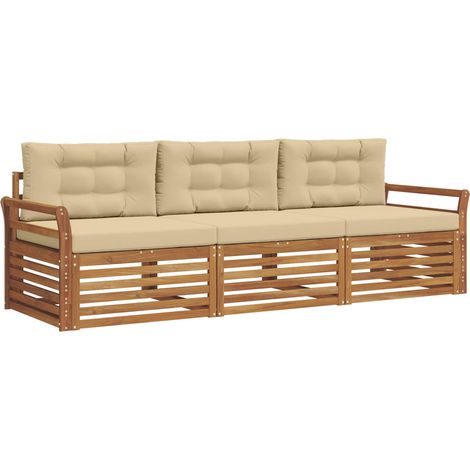 Ensemble de canapés d'extérieur 3 pcs  Salon de jardin Naturel et Beige (1/5)