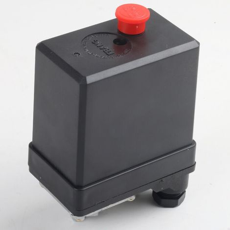 Pressostat de Compresseur d'Air avec 4 Ports 90-120 PSI 220 V Filetage 12 MM (1/4') Commutateur de Pression Vanne de Contrôle Pièces pour Compresseur, Grenouille, Moyen (1/5)
