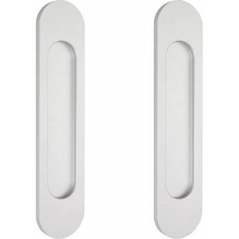 2 Poignees Ovales Argent 15cm Auto-adhesives Porte Coulissante (1/5)