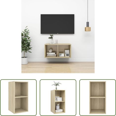 Armoire hi-fi -  Meuble TV mural Chêne sonoma 37x37x72 cm Bois d’ingénierie (1/5)