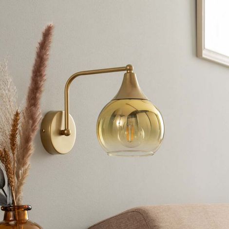 [GEBRAUCHT] B-Ware Eko Light Wandleuchte Monte Aus Glas Gold Wandlampe Lampe Leuchte Spot Licht (1/2)