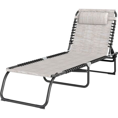 Chaise longue pliante, transat de jardin, chaise longue avec dossier réglable 4 positions, chaise longue de camping résistante aux intempéries, charge maximale 120 kg, pour jardin, plage, piscine, bla