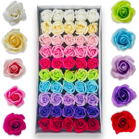Rosas de jabón en set de 50 piezas, colores variados (1/5)