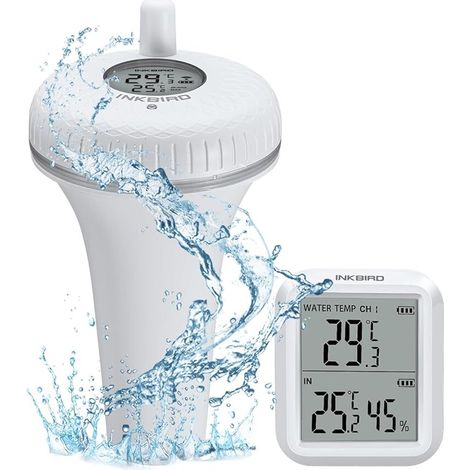 Schwimmendes Poolthermometer, kabelloses Radio, angeschlossenes Poolthermometer, LCD mit Empfänger INKBIRD IBS-P01R White