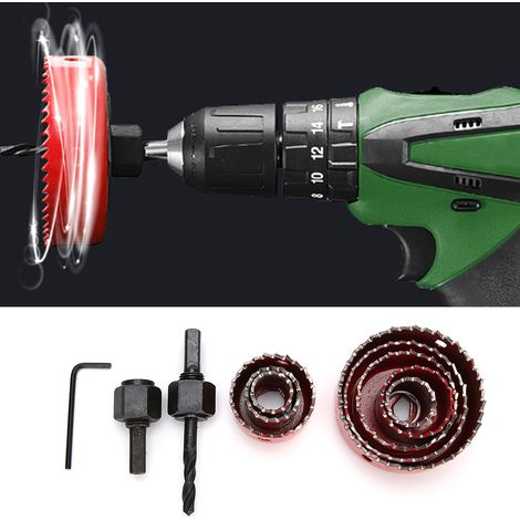 Kit de scie cloche pour le travail du bois, pour panneaux PVC, foret M42, kit d'outils de perçage (11 pièces, rouge)