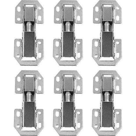 Lot de 6 charnières en acier pour meubles – Charnières de porte et d'armoire – Ferrures d'ameublement – ​​10,5 x 4,3 x 2,5 cm – Argenté (1/2)