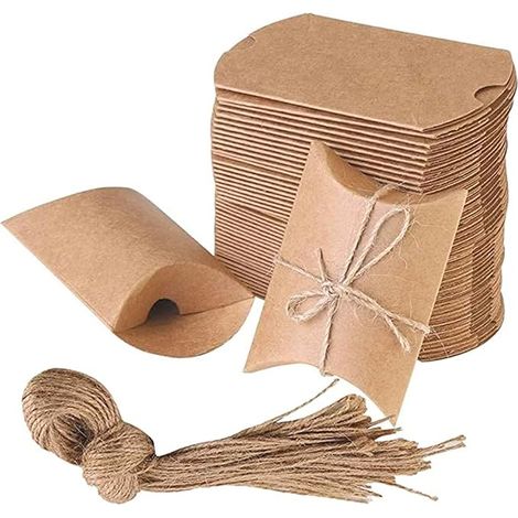 100 Vintage Kraft oreiller boîte, mariage compagnon main boîte cadeau, sac cadeau, mini boîte de bonbons, emballage cadeau, Vintage Kraft petite boîte de bonbons (1/5)