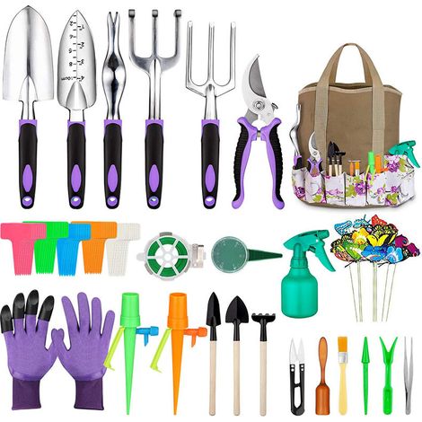 Ensemble de 22 outils jardinage, kit d'outils jardin pour la plantation et taille (1/5)