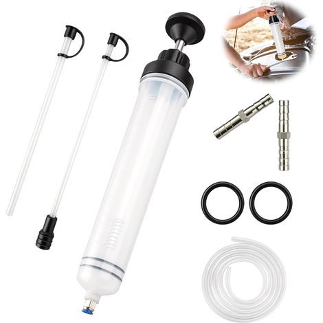 Seringue à Huile 500cc Pompe de Vidange Tuyau Rallonge, Adaptateur 6mm Joint, Extrait Remplit Huile Liquide Refroidissement Auto Tondeuse Seringue Huile (1/5)