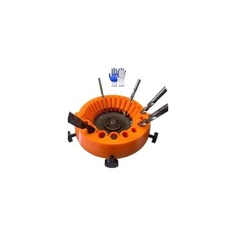 Affuteuse Foret, Nouvelle Affuteur de Foret, Améliorée Meuleuse Forets, pour Forets de 2 à 13 mm et Meuleuse de 115/125 mm, avec Gants (1/5)
