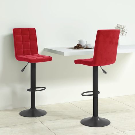 vidaXL Tabourets de bar lot de 2 rouge bordeaux velours (1/5)